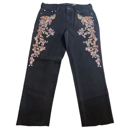 French Connection Size 30 Floral Embroidered Straight Leg Jeans Western‎ Cowgirl - Picture 1 of 8